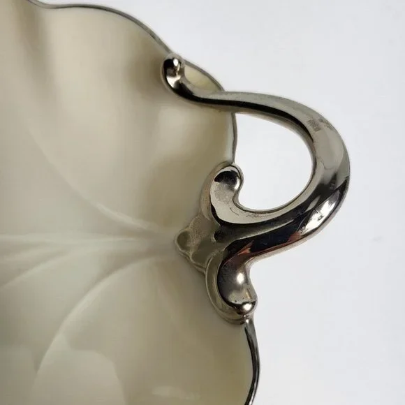 Lenox Candy Trinket Jewelry Dish Leaf With Silver Trim Vintage USA Home Decor - Picture 3 of 16